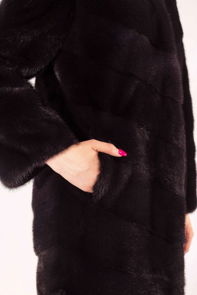 Пальто из норки с капюшоном и прорезными карманами Мехофф Лада90.022-521 мокрый_асфальт - фото 5