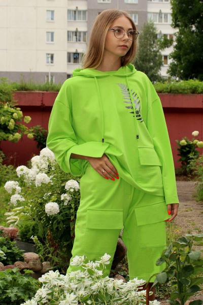 Демисезонный женский худи со спущенными рукавами Shymoda 208-21худи зеленый - фото 1