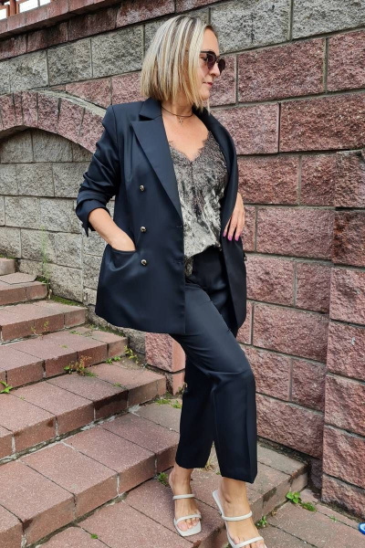 Черный жакет и укороченные брюки с прорезными карманами Shymoda 271-21 - фото 3