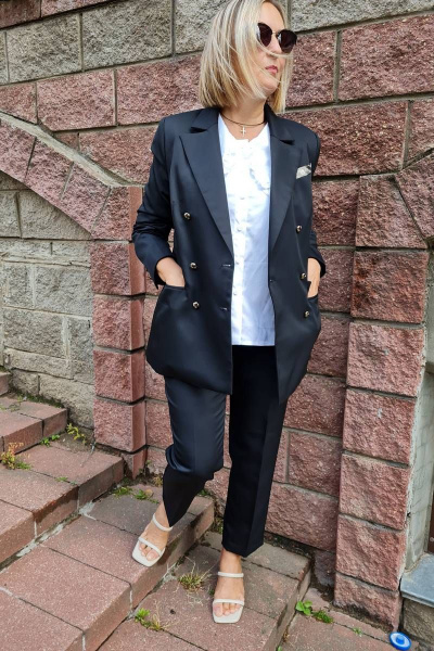 Черный жакет и укороченные брюки с прорезными карманами Shymoda 271-21 - фото 1