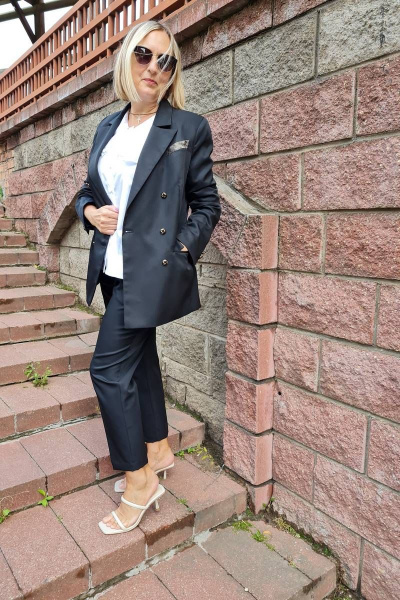 Черный жакет и укороченные брюки с прорезными карманами Shymoda 271-21 - фото 2