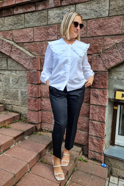 Деловая блуза из текстиля с воротником-отложным и манжетами Shymoda 228-21 - фото 1