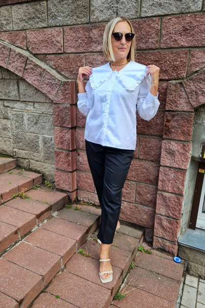 Деловая блуза из текстиля с воротником-отложным и манжетами Shymoda 228-21 - фото 2