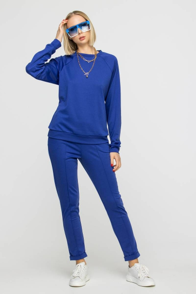 Костюм с брюками и свитшотом из трикотажа на укороченной посадке Domna 16073 синий(170) - фото 8