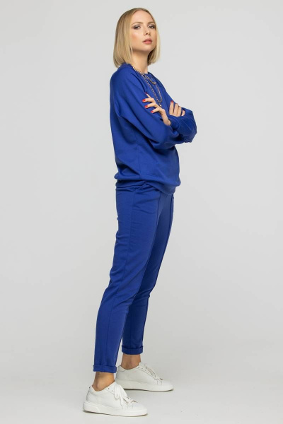 Костюм с брюками и свитшотом из трикотажа на укороченной посадке Domna 16073 синий(170) - фото 6