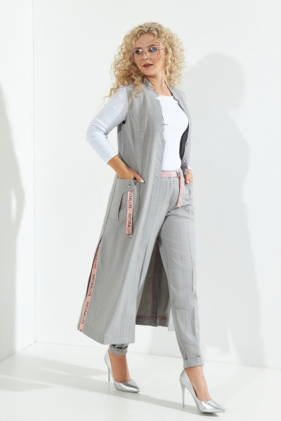 Брюки, жилет Euromoda 265 серый - фото 1