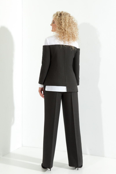 Костюм 2-ка жакет и брюки с высокой посадкой Euromoda 365 темно-серый - фото 3