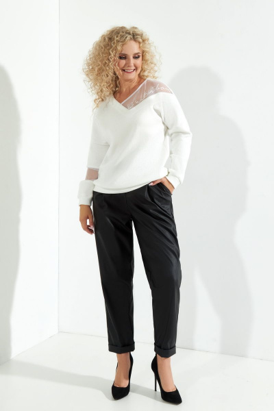 Джемпер ассиметричный из трикотажа с сеткой Euromoda 380 - фото 1