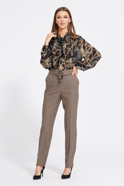 Брюки EOLA 2098 гусиная_лапка_коричневый - фото 1