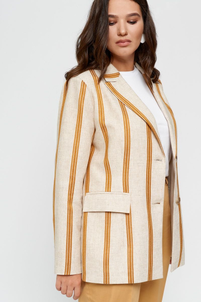 Жакет вискозный бежевый повседневный с лампасами BURVIN 8045-71 - фото 2