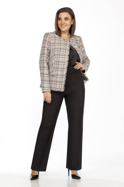 Брюки, жакет Olegran 3801 бежевый+черный - фото 3