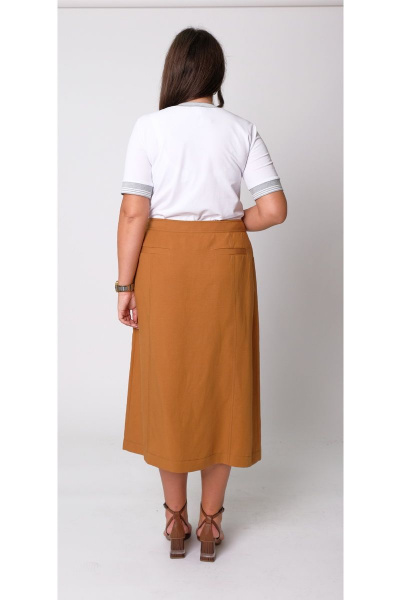 Юбка из текстиля, коричневая, летняя, с высоким разрезом BURVIN 8021-21 - фото 2