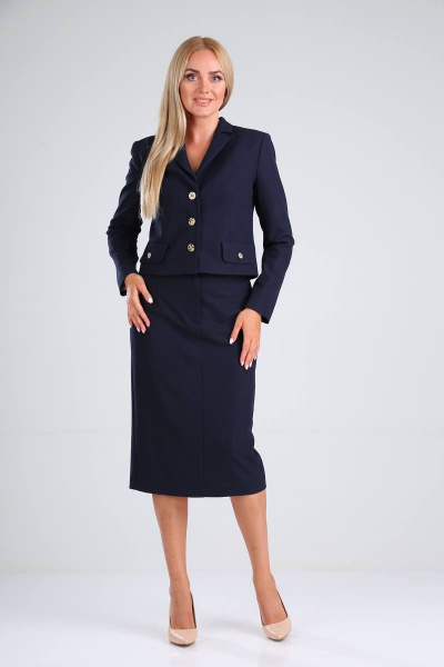 Жакет, юбка Vilena 729 темно-синий - фото 2