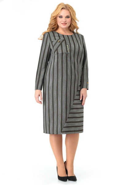 Платье прямого силуэта с карманами и разрезом Мишель стиль 997 хаки - фото 1