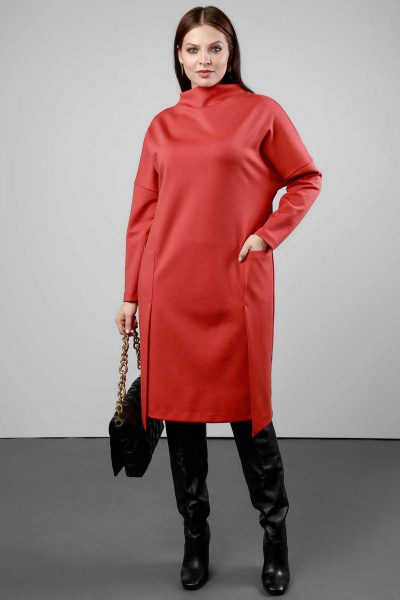 Демисезонное свободное платье из трикотажа с карманами Femme & Devur 8724 1.10BF(170) - фото 1