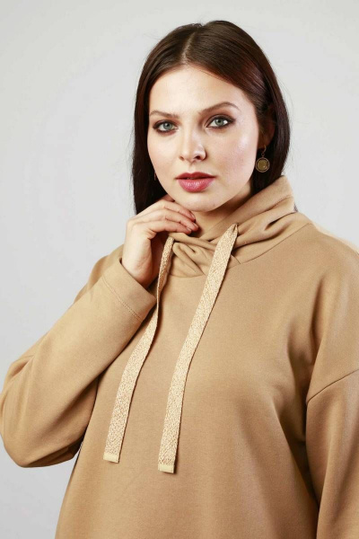 Туника из хлопка и трикотажа с капюшоном и разрезом Femme & Devur 30440 1.29BF(170) - фото 4