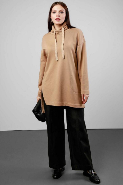 Туника из хлопка и трикотажа с капюшоном и разрезом Femme & Devur 30440 1.29BF(170) - фото 2