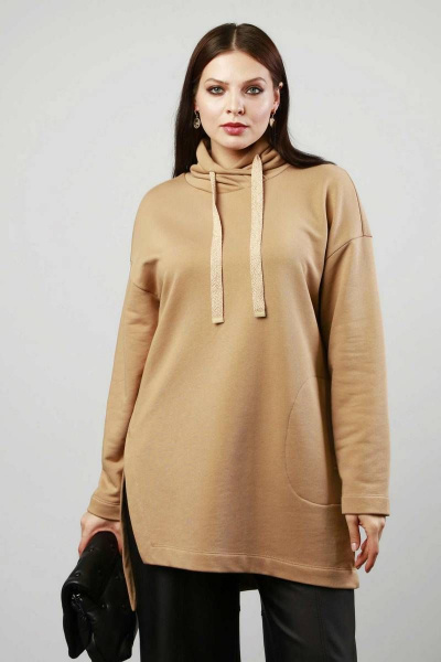 Туника из хлопка и трикотажа с капюшоном и разрезом Femme & Devur 30440 1.29BF(170) - фото 1