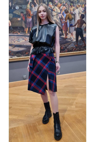 Демисезонная юбка с асимметричным кроем и карманом-портфелем Shymoda 276-21 - фото 2