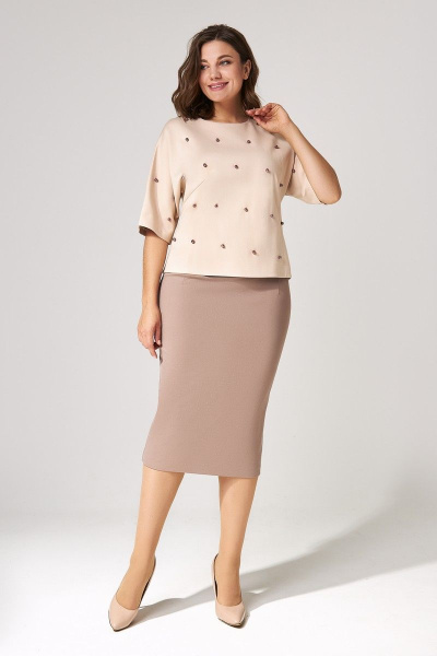 Джемпер, юбка IVA 1084 бежевый - фото 3
