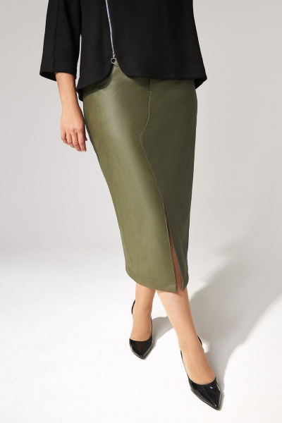 Джемпер, юбка IVA 1308 черный-олива - фото 2