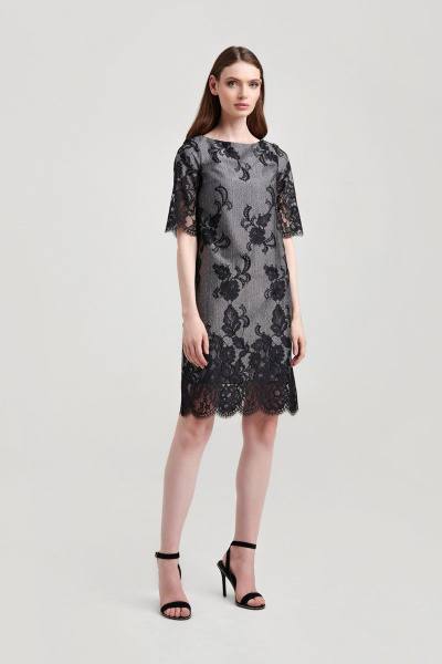 Платье из кружевного полотна прямого силуэта с вытачками AG Green G431/1 - фото 1