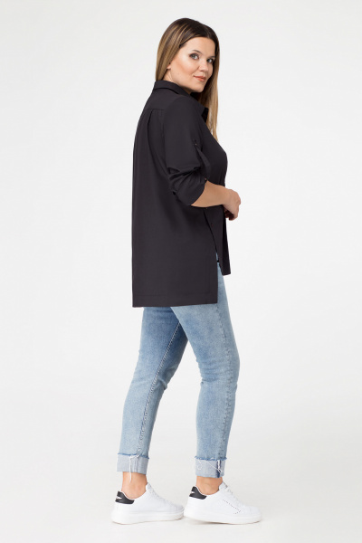 Блузка прямого силуэта с нагрудными вытачками и воротником Панда 35840z черный - фото 2