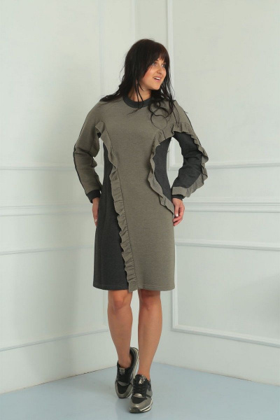 Кэжуальное платье из хлопкового трикотажа с линиями VIA-Mod 490 - фото 2