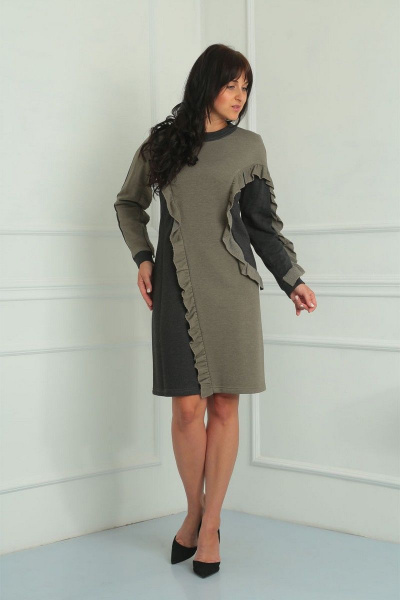 Кэжуальное платье из хлопкового трикотажа с линиями VIA-Mod 490 - фото 1