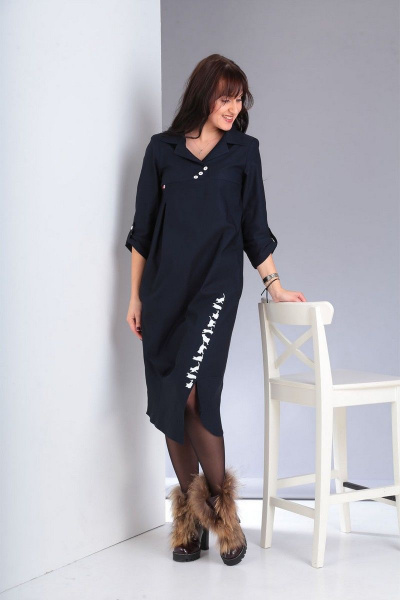 Платье VIA-Mod 439 темно-синий - фото 2