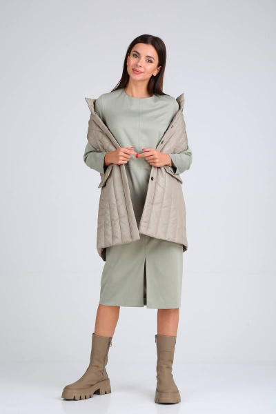 Платье трикотажное с разрезом и боковыми рельефами TVIN 8179 - фото 6