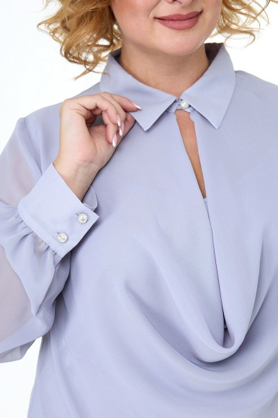 Демисезонная серая блуза из шифона с драпировкой Anelli 1087 серый - фото 4