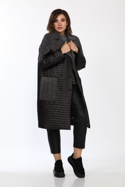 Пальто Lady Style Classic 2327 черно-серый - фото 4