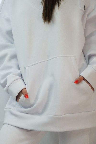 Худи спортивное с воротником-стойкой демисезонное Lady Smile 801 белый - фото 2