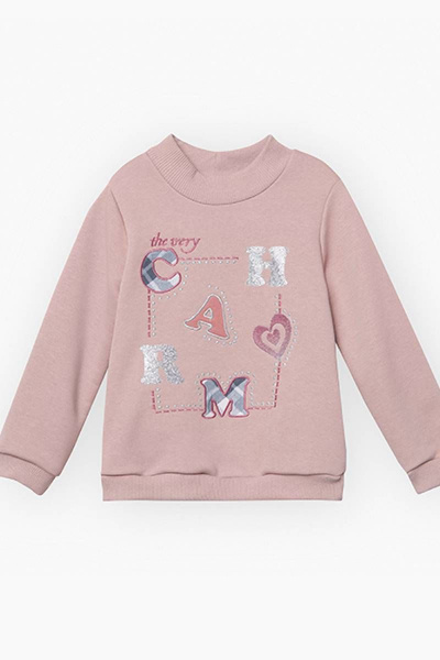 Пепельно-розовый свитшот с аппликацией и вышивкой Bell Bimbo 212002 пепельно-розовый - фото 1
