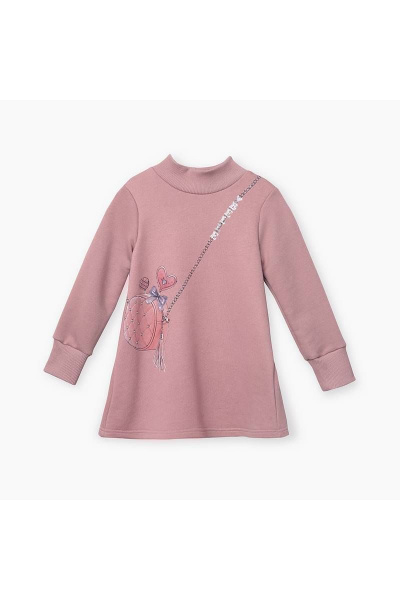 Платье с авторским принтом и серебристой аппликацией из хлопка Bell Bimbo 212009 розово-коричневый - фото 1