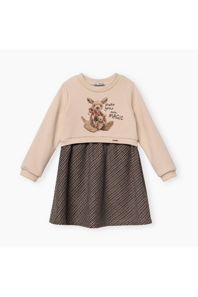 Платье комфортного силуэта из трикотажа с принтом и изображением Bell Bimbo 212014 бежевый - фото 2