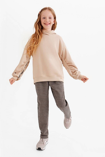 Бежевый худи с рукавами буфами и золотой нашивкой Bell Bimbo 212109 бежевый - фото 1