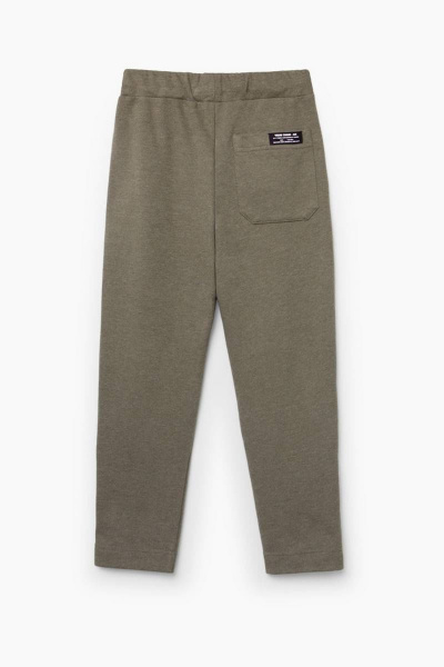 Брюки-каррот из хлопка с нашивкой и поясом для мальчика Bell Bimbo 212134 хаки меланж - фото 3