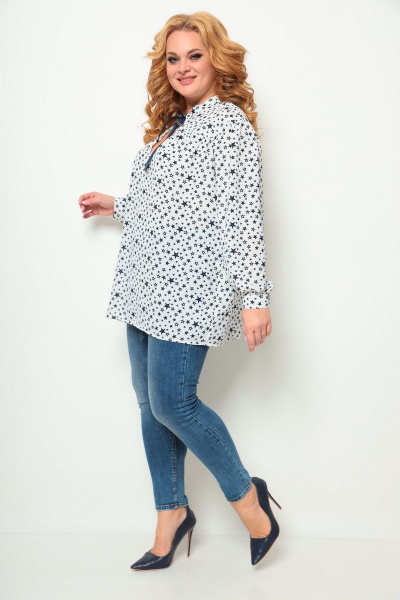 Блуза Michel chic 760 белый-синий - фото 4
