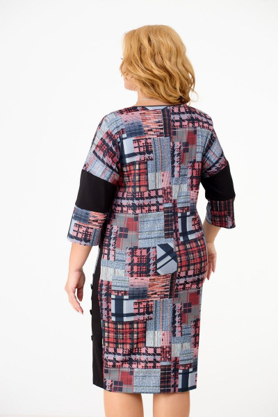 Платье из трикотажа с геометрическими линиями и пуговицами Anelli 945 геометрия - фото 5