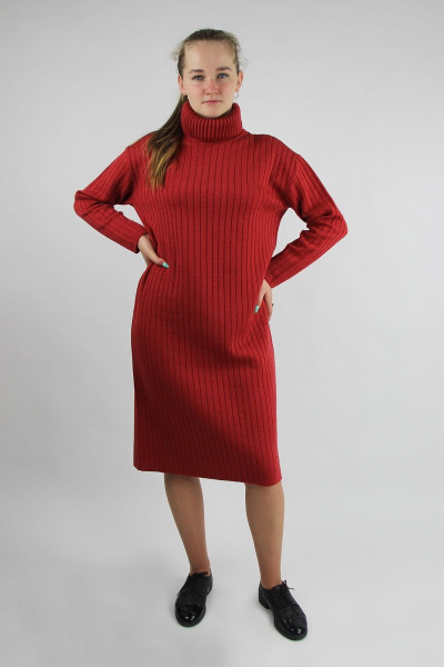 Платье прямого силуэта из вязки шерсть демисезон Полесье С4767-21 1С1059-Д43 164 красный_минерал - фото 1