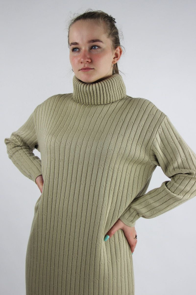 Платье прямого силуэта из вязки шерсть демисезон Полесье С4767-21 1С1059-Д43 164 льняной - фото 3