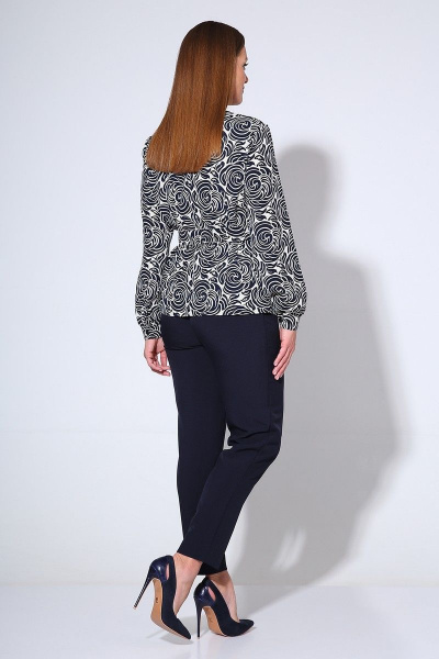 Блуза, брюки Liona Style 763 цветы_синий - фото 3