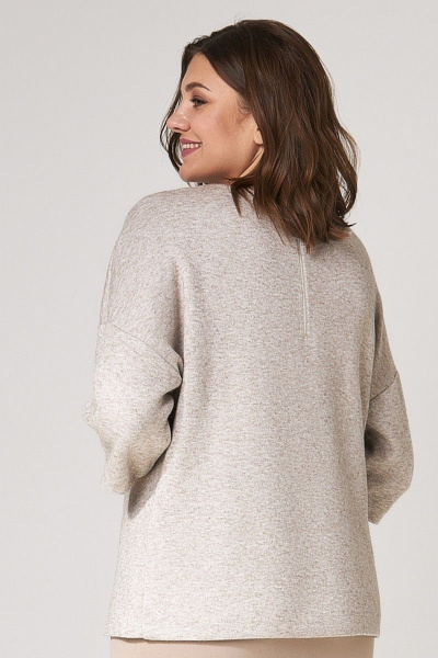 Джемпер полуприлегающего силуэта с рукавом летучая мышь IVA 1324 бежевый - фото 4
