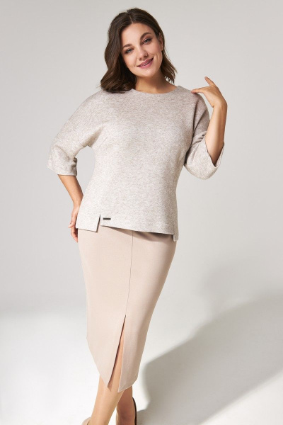 Джемпер полуприлегающего силуэта с рукавом летучая мышь IVA 1324 бежевый - фото 2
