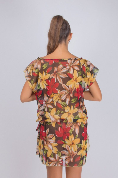 Летняя женская туника из шифона с принтованной сеткой Verally 423-1 тропики - фото 3