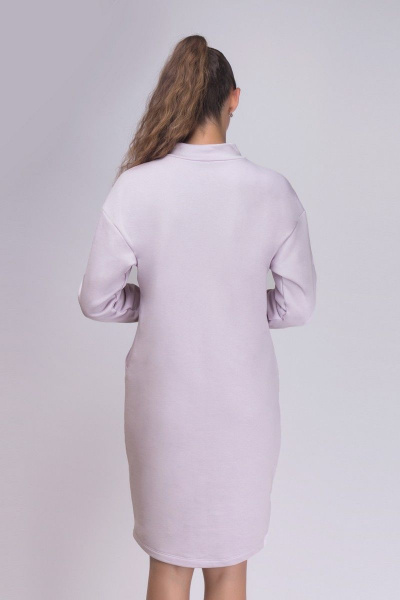 Фиолетовое платье с кокеткой и рукавом со спущенным плечом Verally 436-1 сиреневый - фото 3