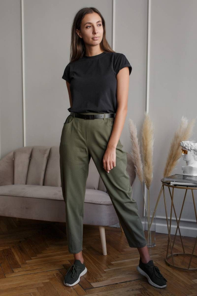 Брюки демисезонные из хлопка с резинкой и шлевками Madech 21182 болотный - фото 3