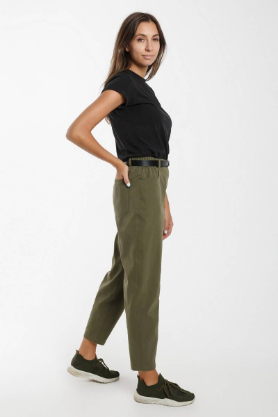 Брюки демисезонные из хлопка с резинкой и шлевками Madech 21182 болотный - фото 5